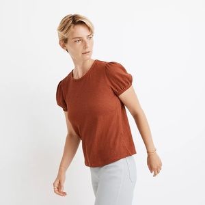 Madewell superlight jacquard puff sleeve tee in size Small, color: Tungsten Glow